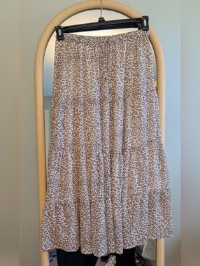 Aerie Neutral Leopard Print Tiered Skirt